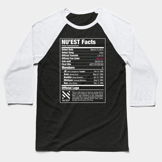 NU'EST Nutritional Facts 2 Baseball T-Shirt by skeletonvenus